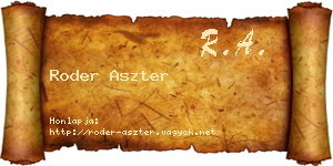 Roder Aszter névjegykártya